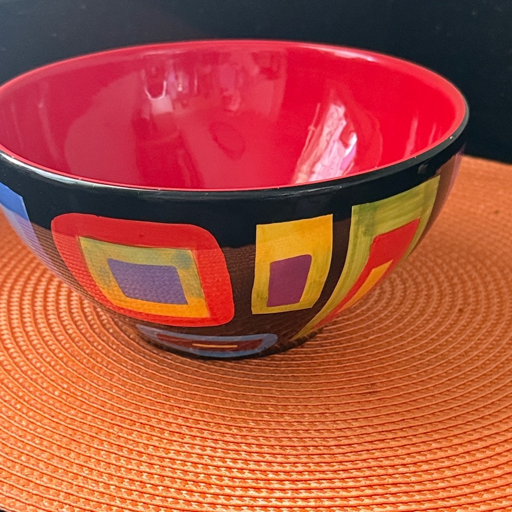 Mary Naylor Design Handpainted Multicolor Art Bowl
